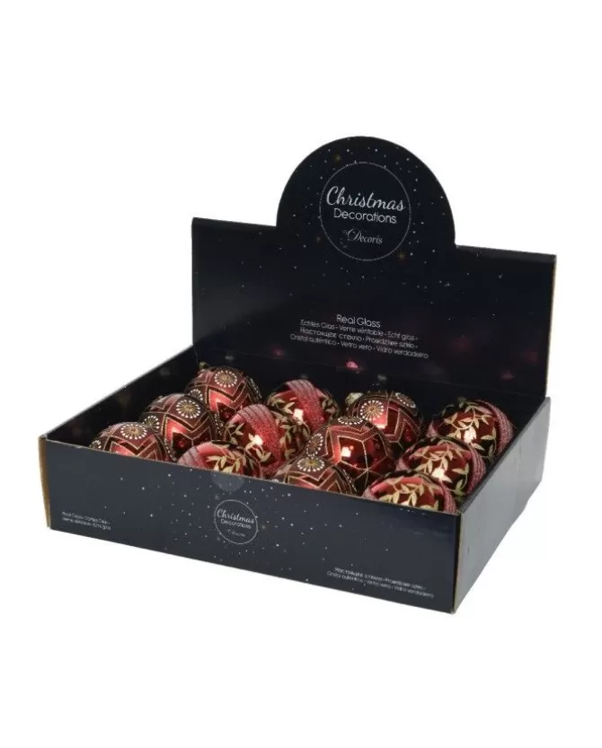 Pallina Sfera In Vetro Rosso Scuro Con Litter Oro 8 Cm>KAEMING Sale