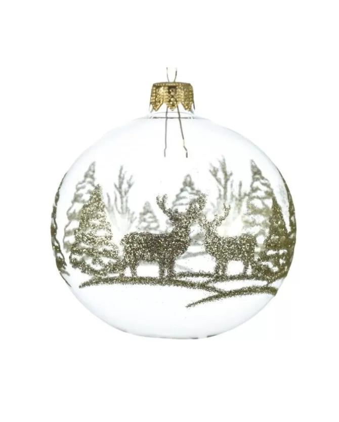Pallina Sfera Trasparente Con Decoro Cervo Glitterato>KAEMING Shop