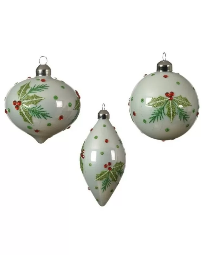 Palline Sfere Di Vetro Decorate 80Mm 3Pz Per Albero Di Natale>KAEMING Online