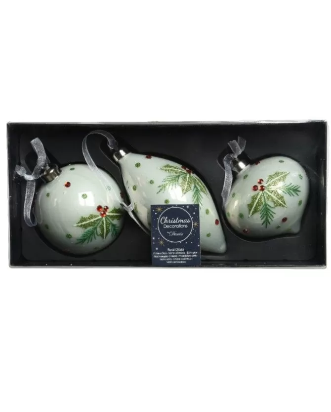 Palline Sfere Di Vetro Decorate 80Mm 3Pz Per Albero Di Natale>KAEMING Online
