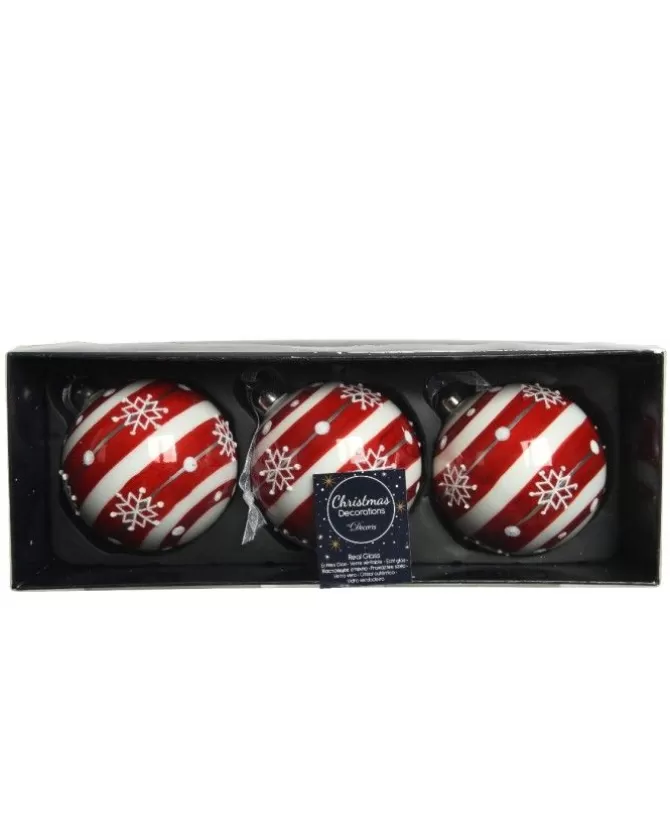 Palline Sfere Di Vetro Decorate 80Mm Per Albero Di Natale 3Pz>KAEMING Flash Sale