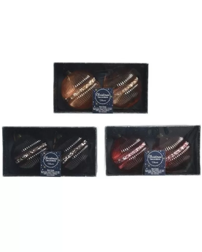 Palline Sfere Di Vetro Decorate Per Albero Di Natale 80Mm 2 Pz>KAEMING Best Sale