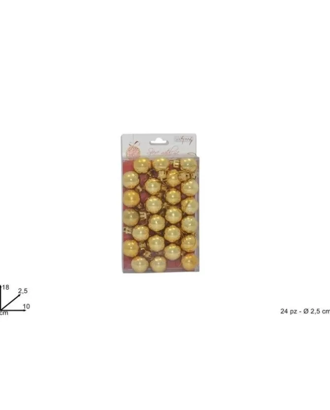 Palline Sfere Di Vetro Oro 25Mm 24Pezzi Per Albero Di Natale>DUE ESSE CHRISTMAS Store