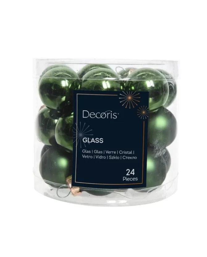 Palline Vetro Mix Lucido,Opaco Confezione Da 24 Pezzi Diametro 2.5Cm Verde Pino>KAEMING Shop