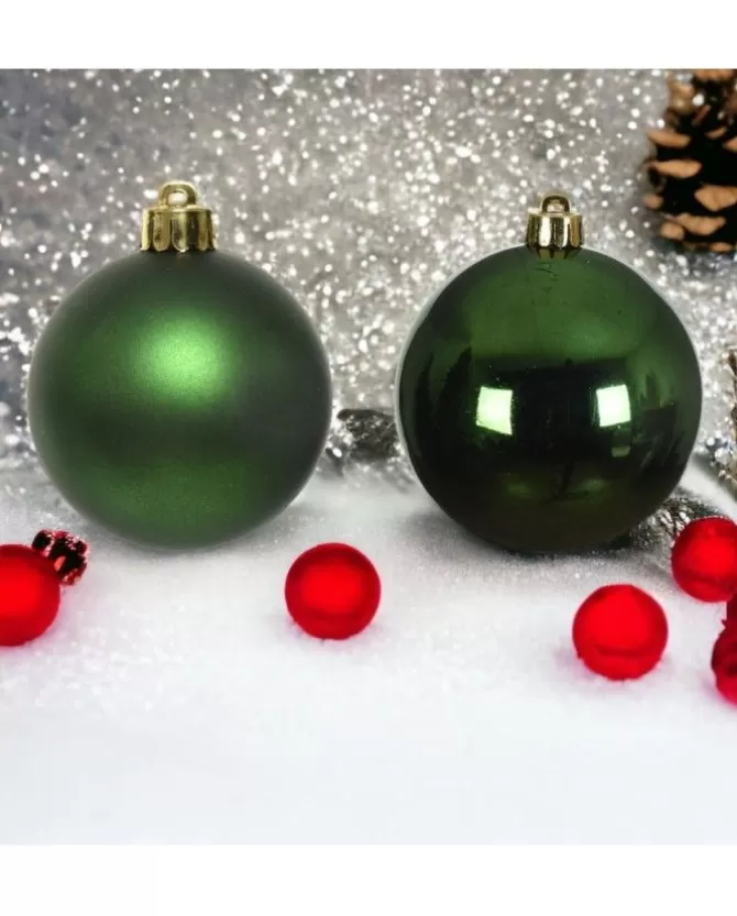 Palline Vetro Mix Lucido,Opaco Confezione Da 24 Pezzi Diametro 2.5Cm Verde Pino>KAEMING Shop