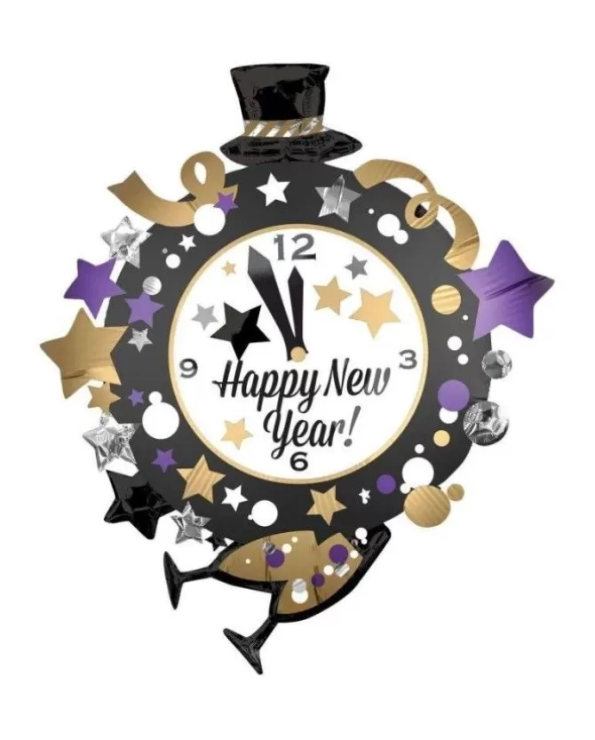 Palloncino Mylar Orologio Happy New Years 76X88Cm>* Hot