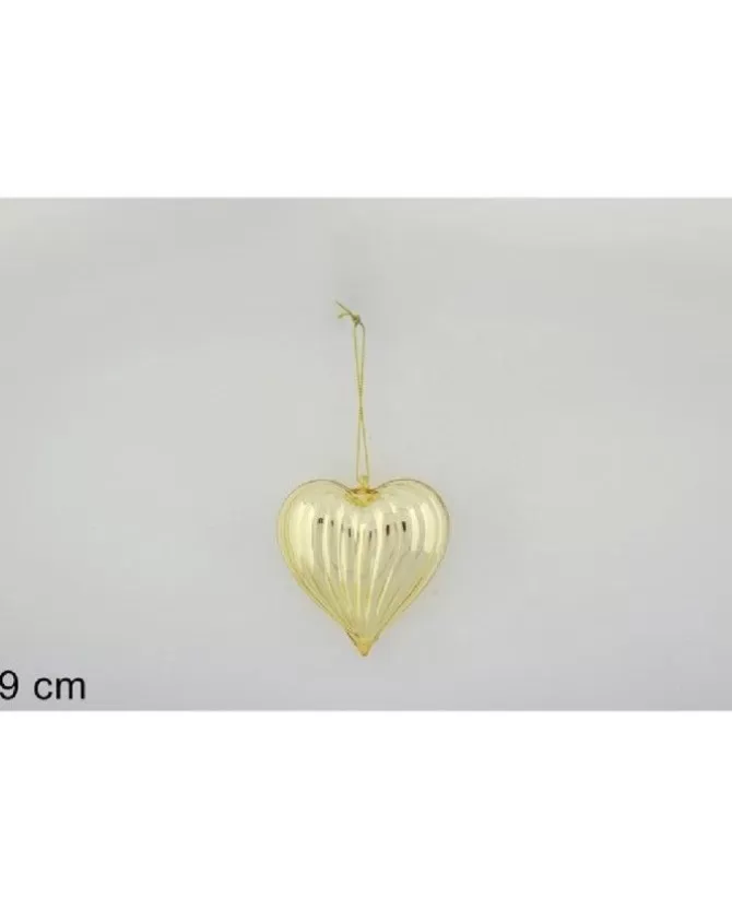 Pendente Cuore Di Vetro Rigato Oro 9Cm Per Albero Di Natalea>DUE ESSE CHRISTMAS Flash Sale