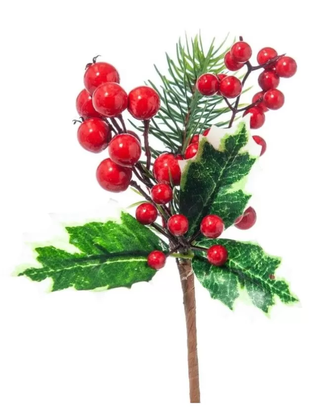 Pick Ramo Pino Agrifoglio Con Bacche 18Cm Per Decorazioni Natalizie>ARPIMEX Cheap