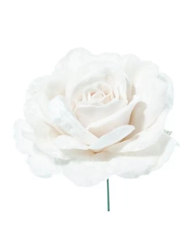 Pick Rosa Bianca Deluxe Velvet In Pvc Per Decorazioni Natalizie 17Cm>ARPIMEX Fashion