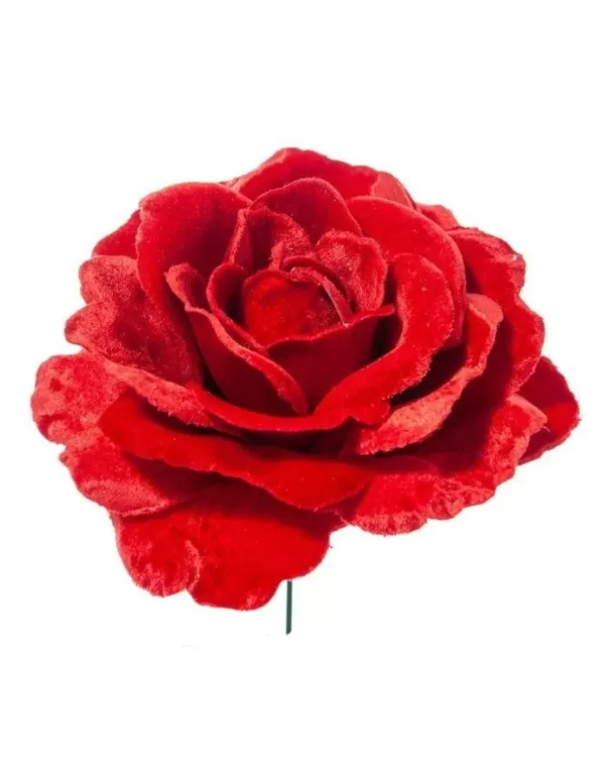 Pick Rosa Rossa Deluxe Velvet In Pvc 17Cm Per Decorazioni Natalizie>ARPIMEX Online