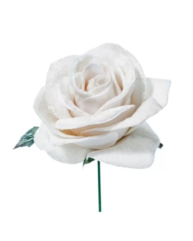 Pick Rosino Deluxe Velvet 16Cm Bianco Per Decorazioni Natalizie>ARPIMEX Cheap