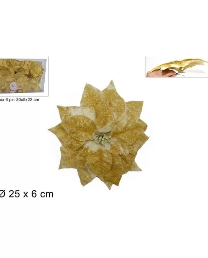 Poinsettia C/Pinzetta 25Cm Oro Art Df13D>DUE ESSE CHRISTMAS Hot