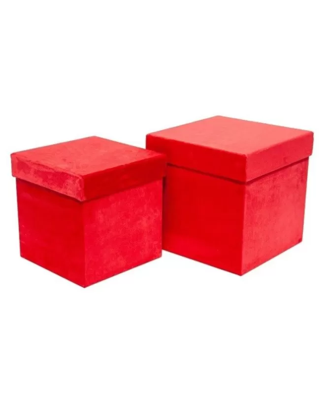 Scatola In Velluto Rossa Grande 23X23 Per Regali E Decorazioni Di Natale 1Pz>ARPIMEX Store