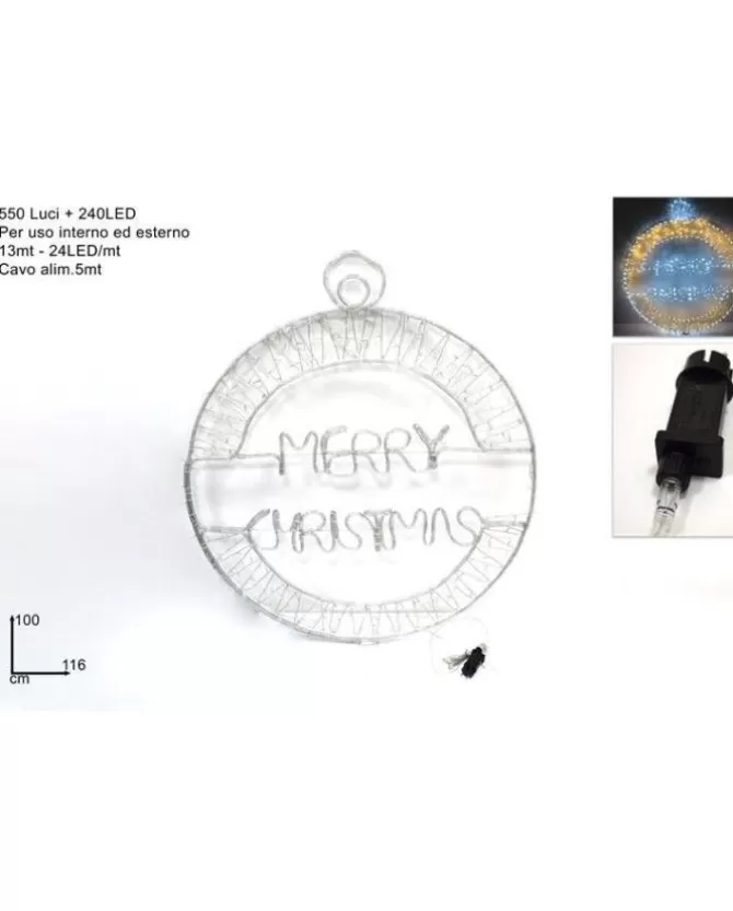 Scritta Merry Christmas Luminosa 550 Luci + 240 Led Uso Interno/Esterno>* Sale
