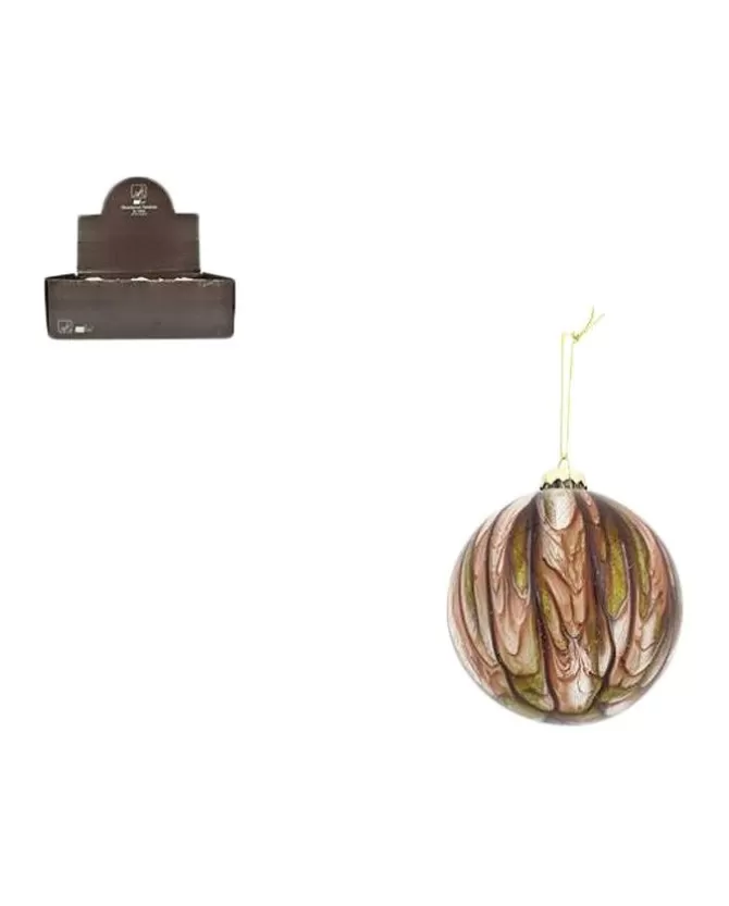 Sfera Pallina Di Vetro 10 Cm Marmorizzata Marrone Verde Per Albero Di Natale>DUE ESSE CHRISTMAS Best