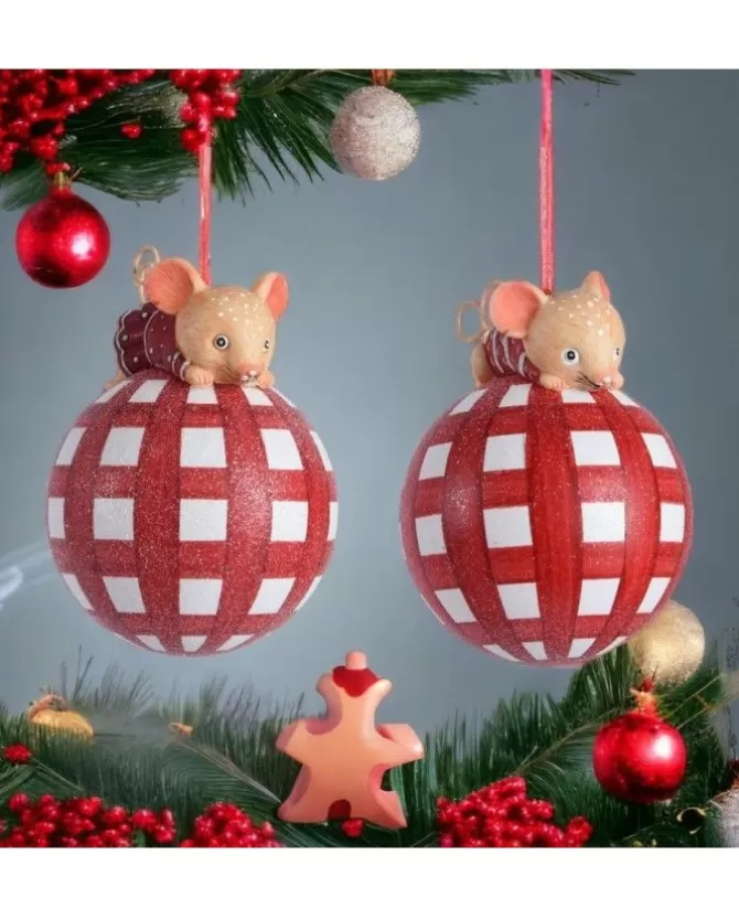 Sfera Pallina Di Vetro Con Glitter Tema Topino 8 Cm In 2 Varianti>KAEMING Cheap