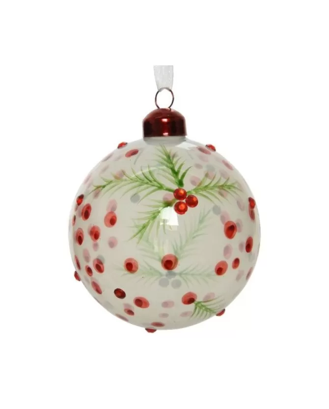 Sfera Pallina In Vetro Con Devoro Bacche 8 Cm>KAEMING Sale