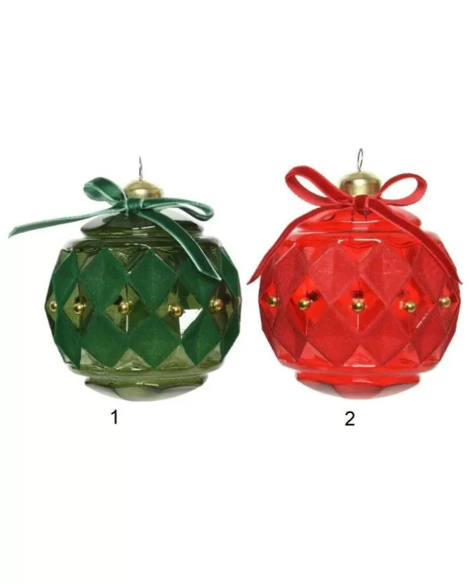 Sfera Pallina In Vetro In Confezione Da 2 Pz Con Fiocchetto In Velluto>KAEMING Sale