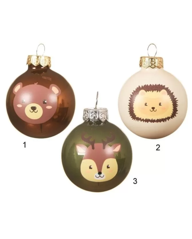Sfere Palline Di Vetro Smalto Tema Foresta Cervo -Riccio-Orso 3Ass>KAEMING Clearance