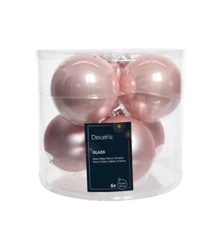 Sfere Palline Vetro Smalto, Mix Opaco D.8Cm Rosa Cipria>KAEMING Outlet