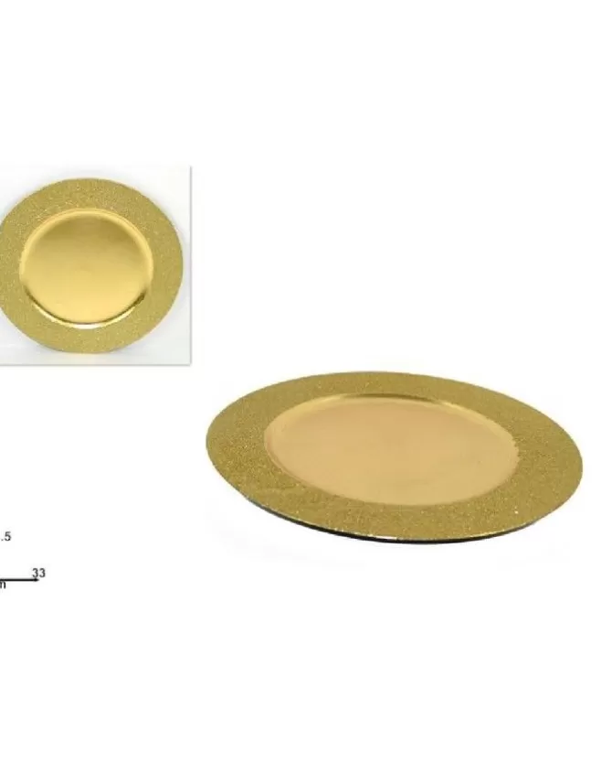 Sottopiatto Di Plastica Rigida Natalizio Oro Glitterato 33 Cm>DUE ESSE CHRISTMAS Hot