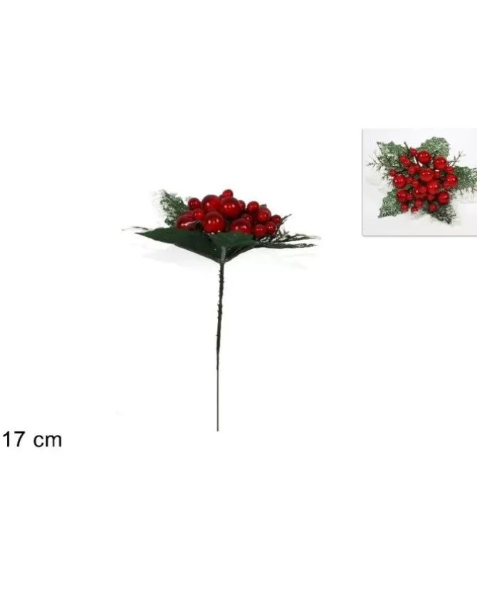 Spillone Con Foglie E Bacche Rosse 17 Cm>DUE ESSE CHRISTMAS Flash Sale