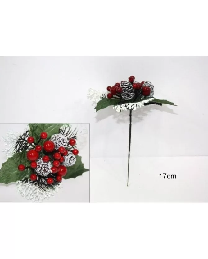 Spillone Natalizio Con Fogli E Bacche E Pigne Innevate 17 Cm>DUE ESSE CHRISTMAS Cheap