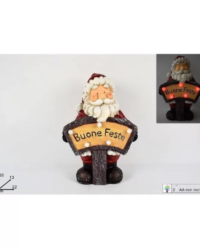 Statuina Babbo Natale Con Scritta Luminiosa Buone Feste>DUE ESSE CHRISTMAS Best