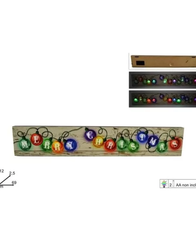 Tela Scritta Marry Christmas Con Luci A Batteria 12X2,5X69 Cm>* Sale