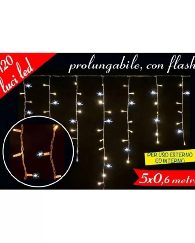 Tenda Luminosa Prolungabile 120 Led Mt 5X 0.60 Bunco Caldo Con Flash Bianchi>GOLDEN HILL Store